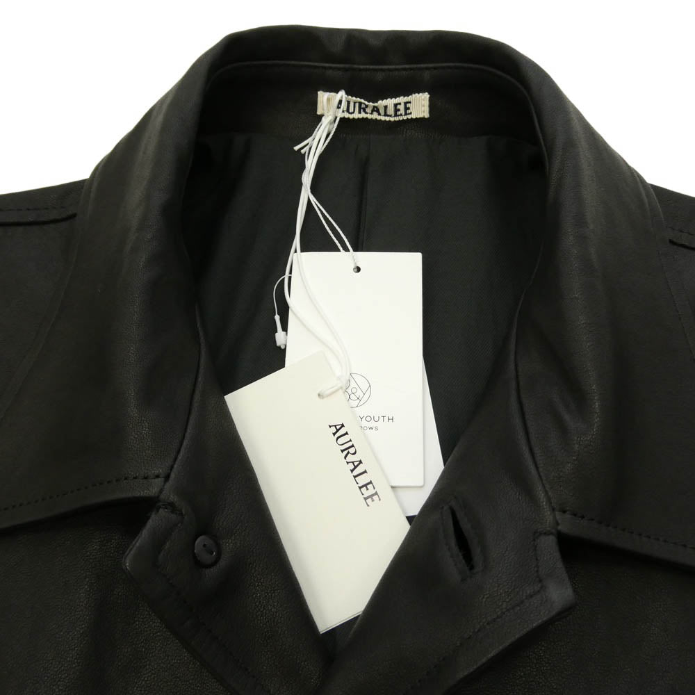 AURALEE オーラリー 26SS A26SB01BL TEXTURED LAMB LEATHER BLOUSON レザー ブルゾン ジャケット ブラウン系 4【極上美品】【中古】