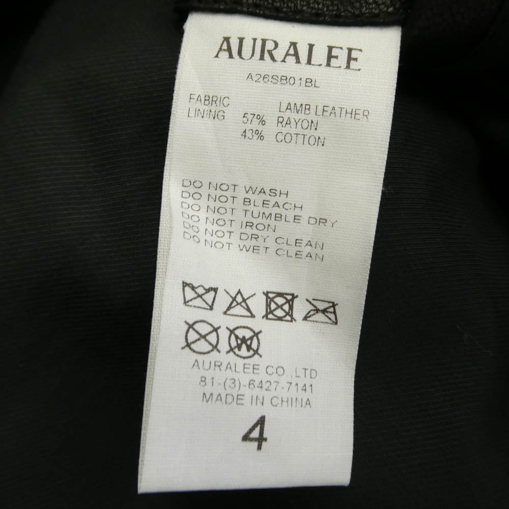 AURALEE オーラリー 26SS A26SB01BL TEXTURED LAMB LEATHER BLOUSON レザー ブルゾン ジャケット ブラウン系 4【極上美品】【中古】