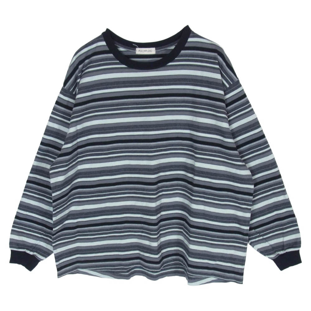 ポリプロイド B-7-001-013 OVERSIZE LONGSLEEVE B オーバーサイズ ロングスリーブ ボーダー 長袖 Tシャツ ブラック系 2【中古】