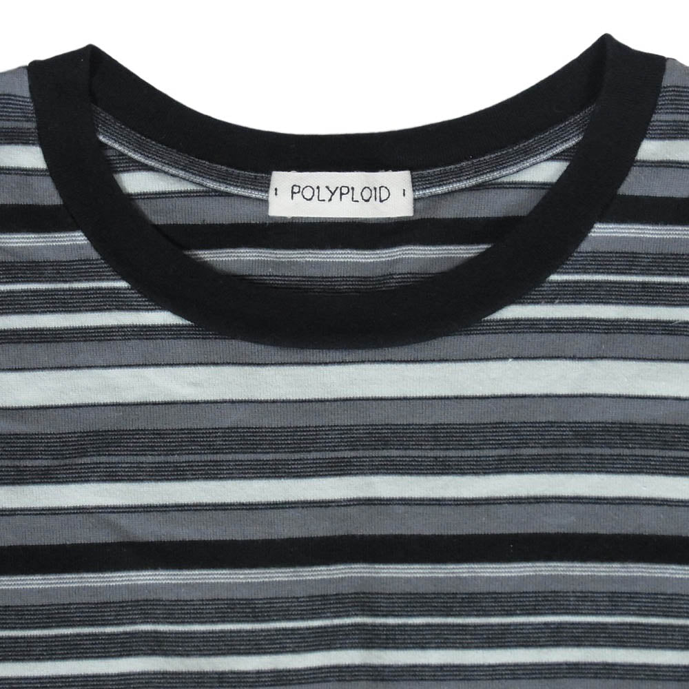 ポリプロイド B-7-001-013 OVERSIZE LONGSLEEVE B オーバーサイズ ロングスリーブ ボーダー 長袖 Tシャツ ブラック系 2【中古】
