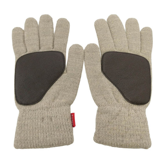 Supreme シュプリーム 10AW Deer Skin Palm Knit Gloves ディアスキン レザー ニット グローブ 手袋 グレー系【美品】【中古】