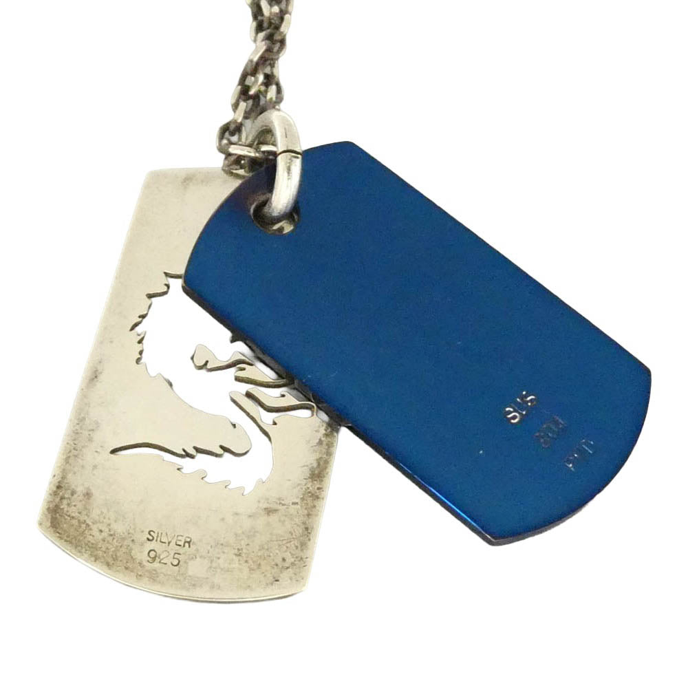 WOLFMAN B.R.S ウルフマンブラザーズ ブルーウルフ チタン×シルバー925 ドッグタグ ネックレス シルバー系 ブルー系【中古】