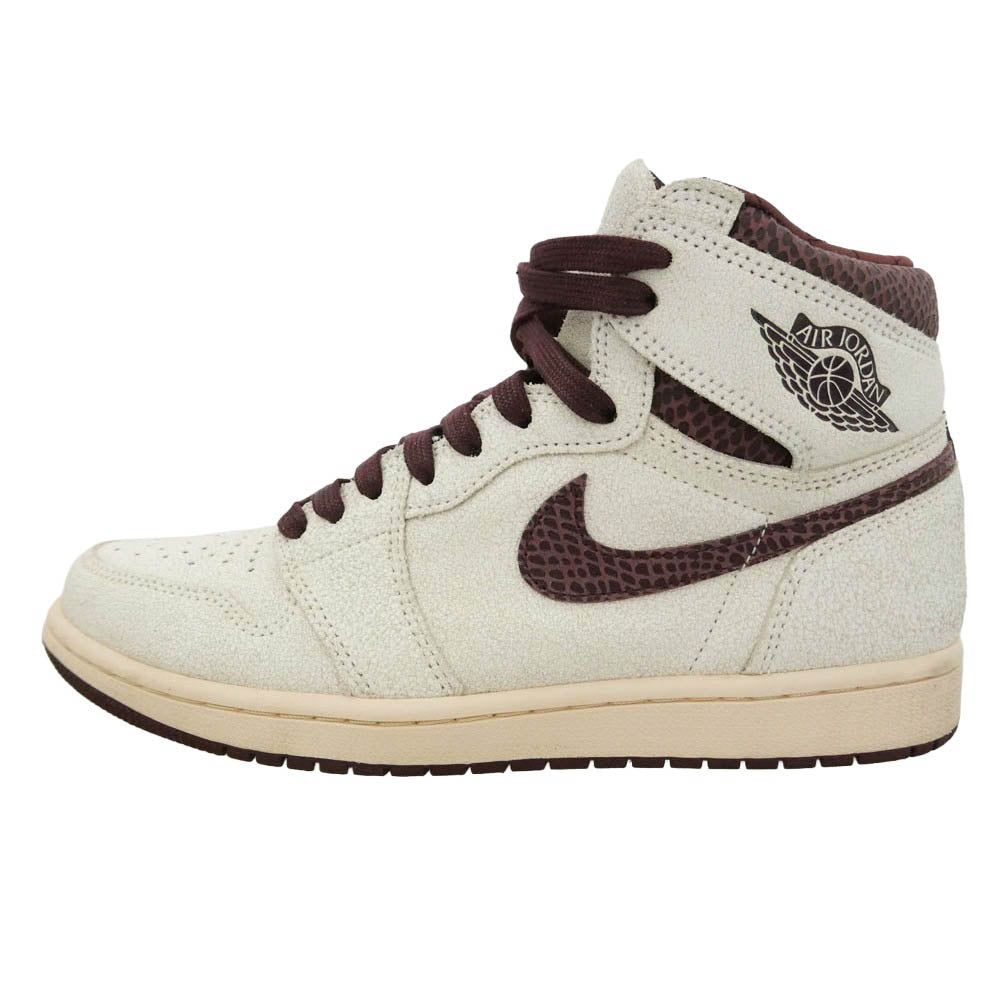 NIKE ナイキ DO7097-100 × A Ma Maniere Air Jordan 1 Retro High OG Sail and Burgundy アママニエール エアジョーダン1 レトロ ハイ OG ハイカットスニーカー オフホワイト系 ダークブラウン系 27cm【美品】【中古】
