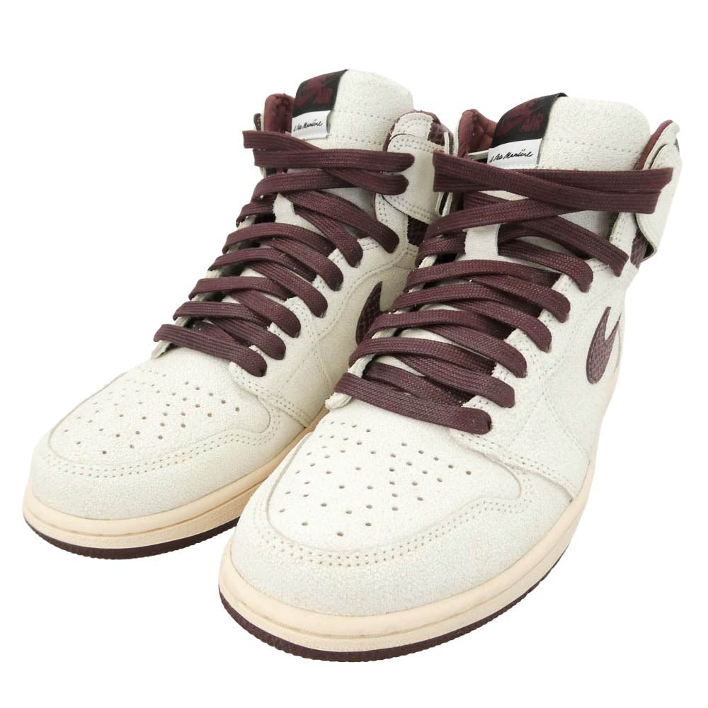 NIKE ナイキ DO7097-100 × A Ma Maniere Air Jordan 1 Retro High OG Sail and Burgundy アママニエール エアジョーダン1 レトロ ハイ OG ハイカットスニーカー オフホワイト系 ダークブラウン系 27cm【美品】【中古】