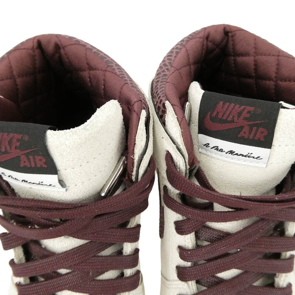 NIKE ナイキ DO7097-100 × A Ma Maniere Air Jordan 1 Retro High OG Sail and Burgundy アママニエール エアジョーダン1 レトロ ハイ OG ハイカットスニーカー オフホワイト系 ダークブラウン系 27cm【美品】【中古】
