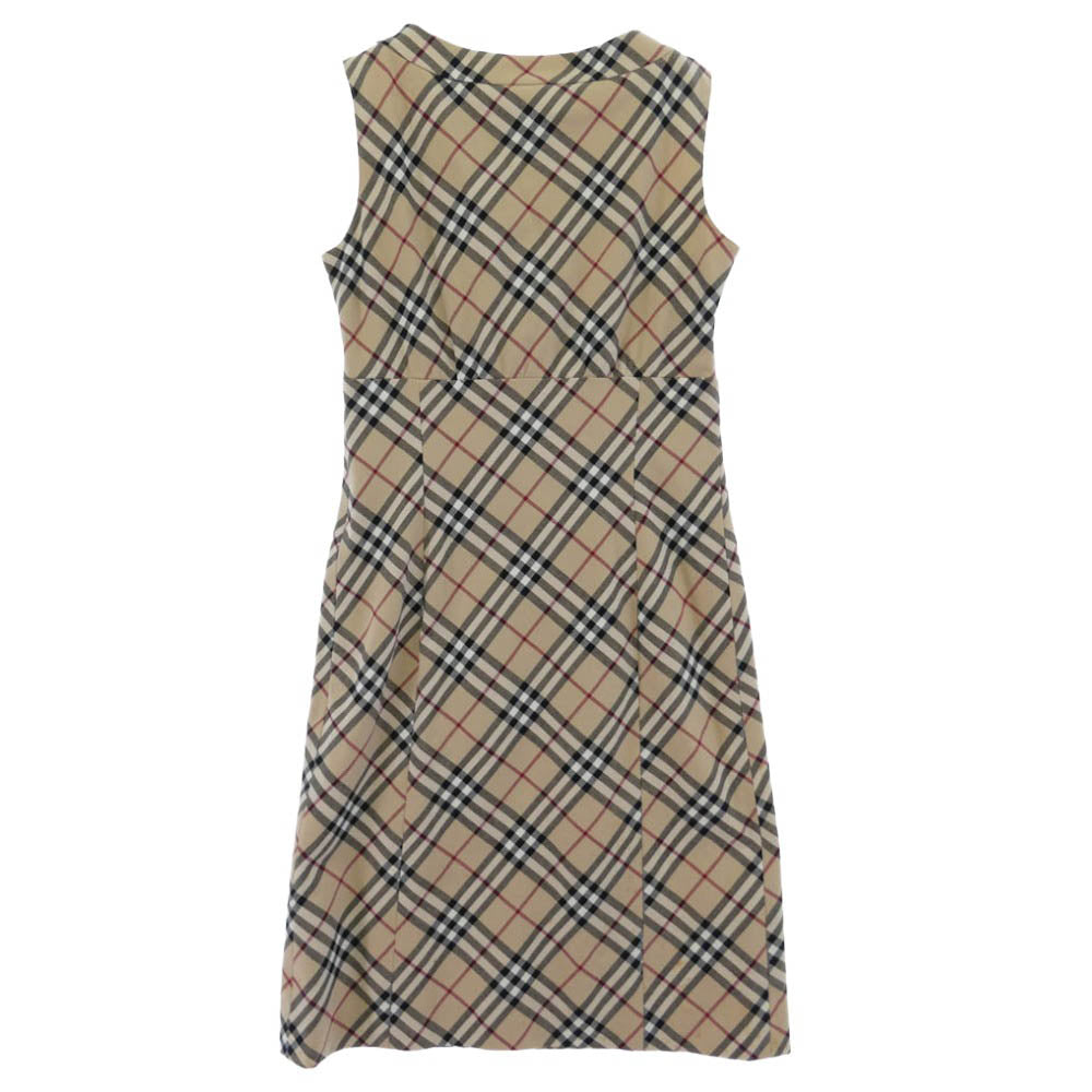 BURBERRY BLUE LABEL バーバリーブルーレーベル ノバチェック ノースリーブ タイト ワンピース ベージュ系 36【中古】