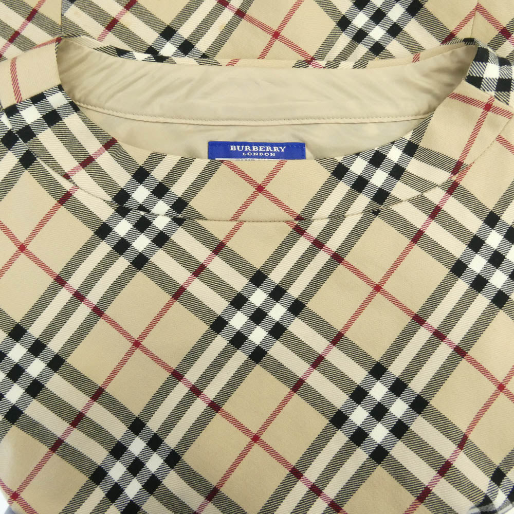 BURBERRY BLUE LABEL バーバリーブルーレーベル ノバチェック ノースリーブ タイト ワンピース ベージュ系 36【中古】