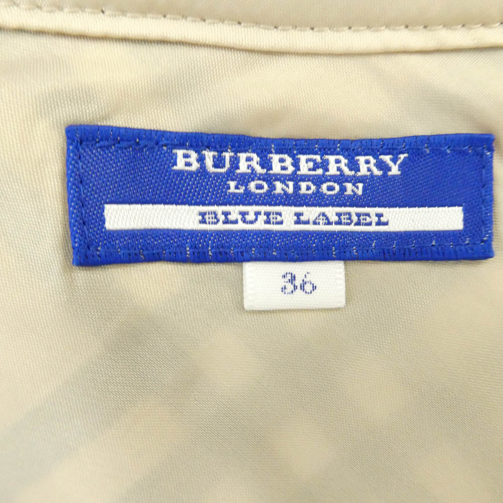 BURBERRY BLUE LABEL バーバリーブルーレーベル ノバチェック ノースリーブ タイト ワンピース ベージュ系 36【中古】