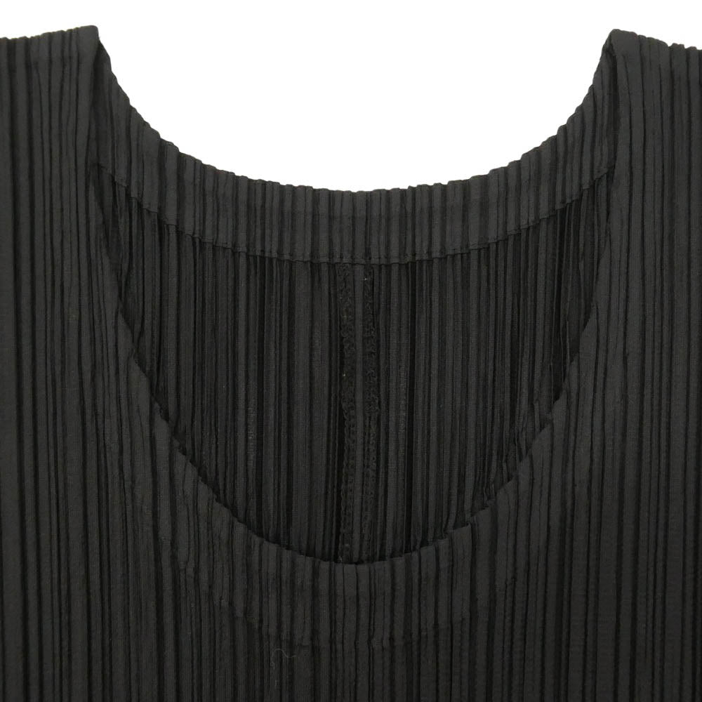 PLEATS PLEASE プリーツプリーズ イッセイミヤケ PP13-JT167 イッセイミヤケ プリーツ加工 ロールアップスリーブ 半袖 ひざ丈 ワンピース ブラック系 4【美品】【中古】