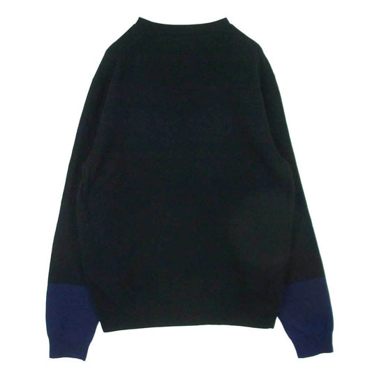 COMME des GARCONS コムデギャルソン FZ-N112 SHIRT シャツ ウール バイカラー クルーネック ニット セーター ブラック系 ダークネイビー系 L【中古】