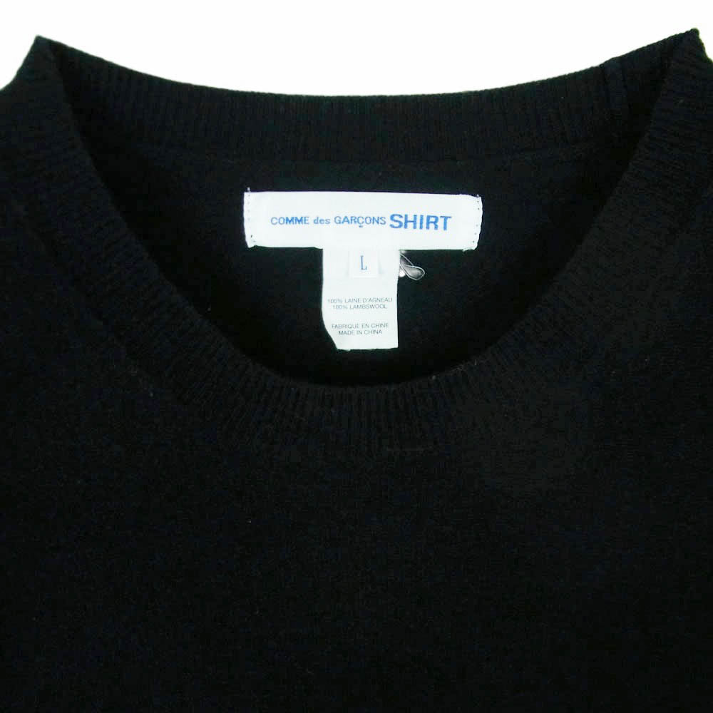 COMME des GARCONS コムデギャルソン FZ-N112 SHIRT シャツ ウール バイカラー クルーネック ニット セーター ブラック系 ダークネイビー系 L【中古】