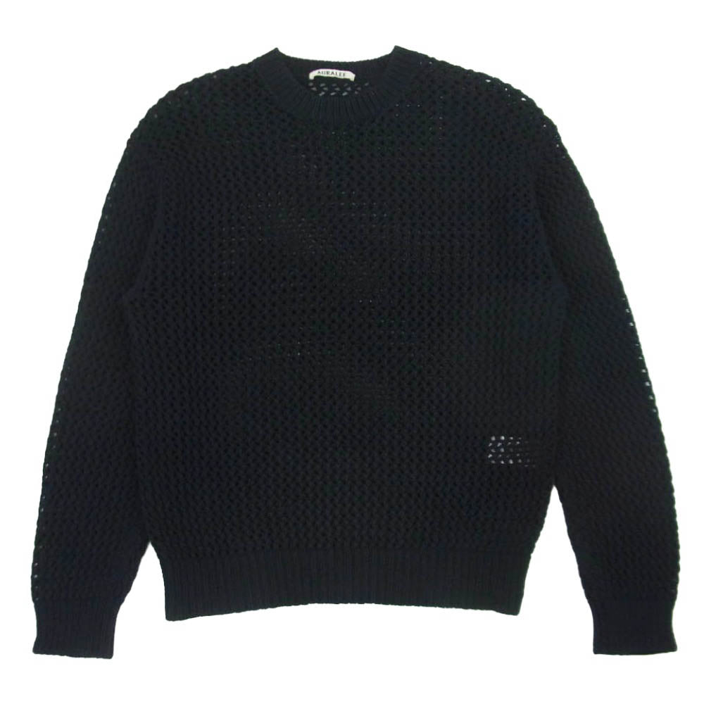 AURALEE オーラリー A24SP01LM COTTON LILY-YARN MESH KNIT P/O コットン リリーヤーン メッシュ ニット ダークネイビー系 3【中古】