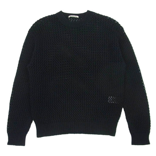 AURALEE オーラリー A24SP01LM COTTON LILY-YARN MESH KNIT P/O コットン リリーヤーン メッシュ ニット ダークネイビー系 3【中古】