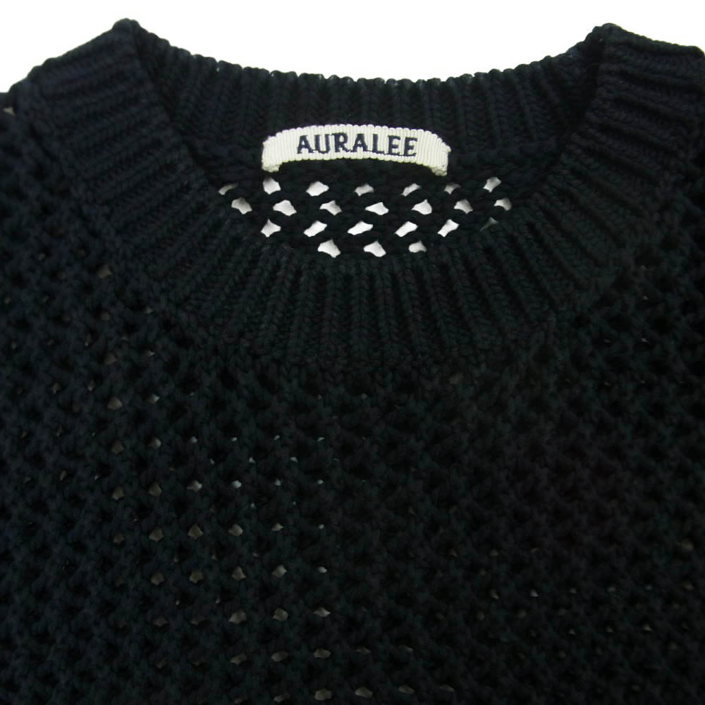 AURALEE オーラリー A24SP01LM COTTON LILY-YARN MESH KNIT P/O コットン リリーヤーン メッシュ ニット ダークネイビー系 3【中古】