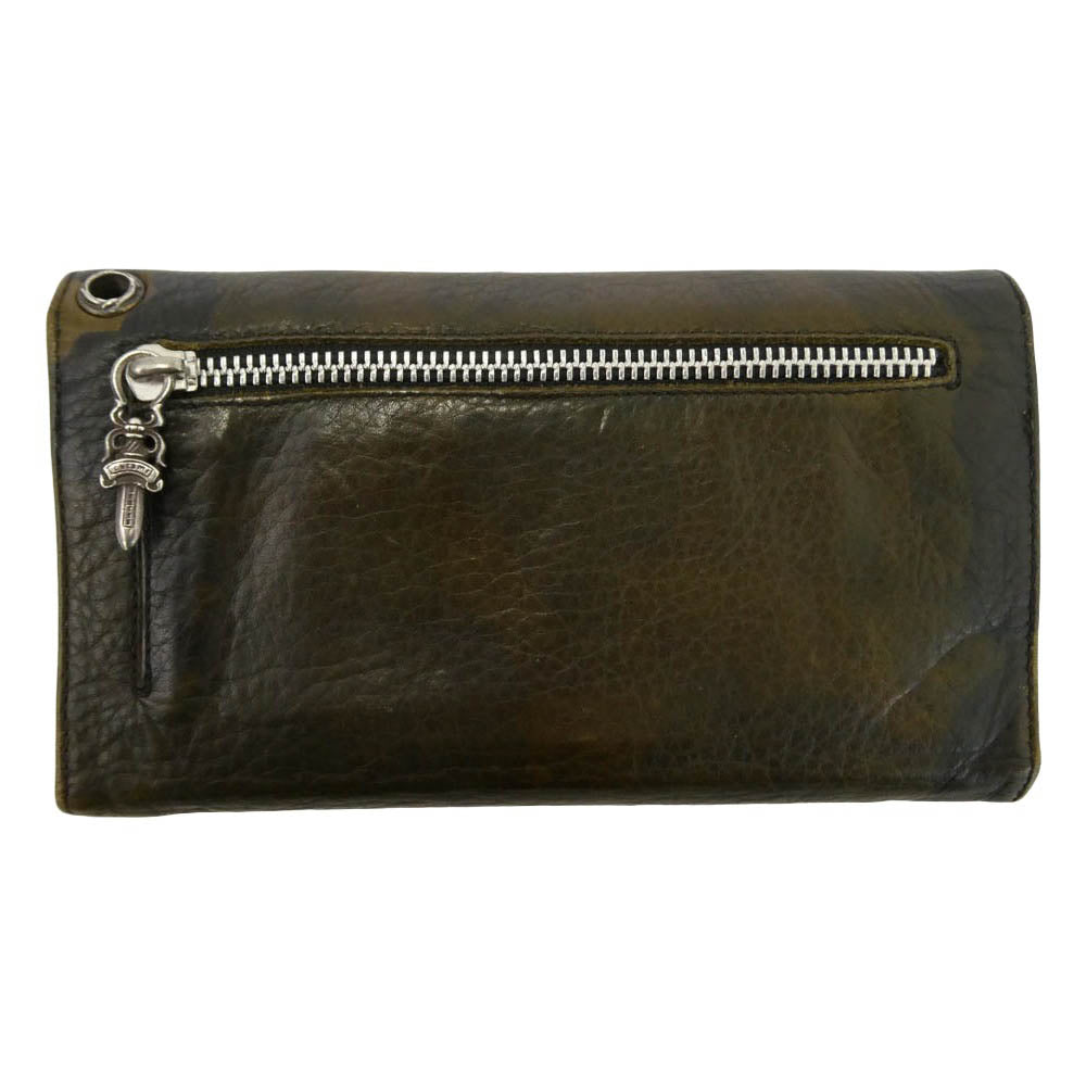 CHROME HEARTS クロムハーツ（原本無） Wave Cross Ball Wallet カモフラージュ ウェーブ クロスボール レザー ウォレット カーキ系【中古】