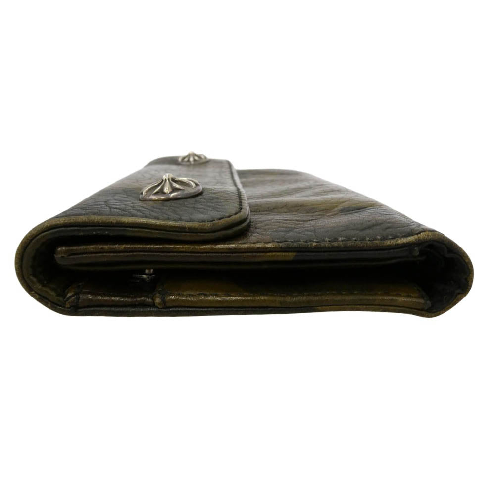 CHROME HEARTS クロムハーツ（原本無） Wave Cross Ball Wallet カモフラージュ ウェーブ クロスボール レザー ウォレット カーキ系【中古】