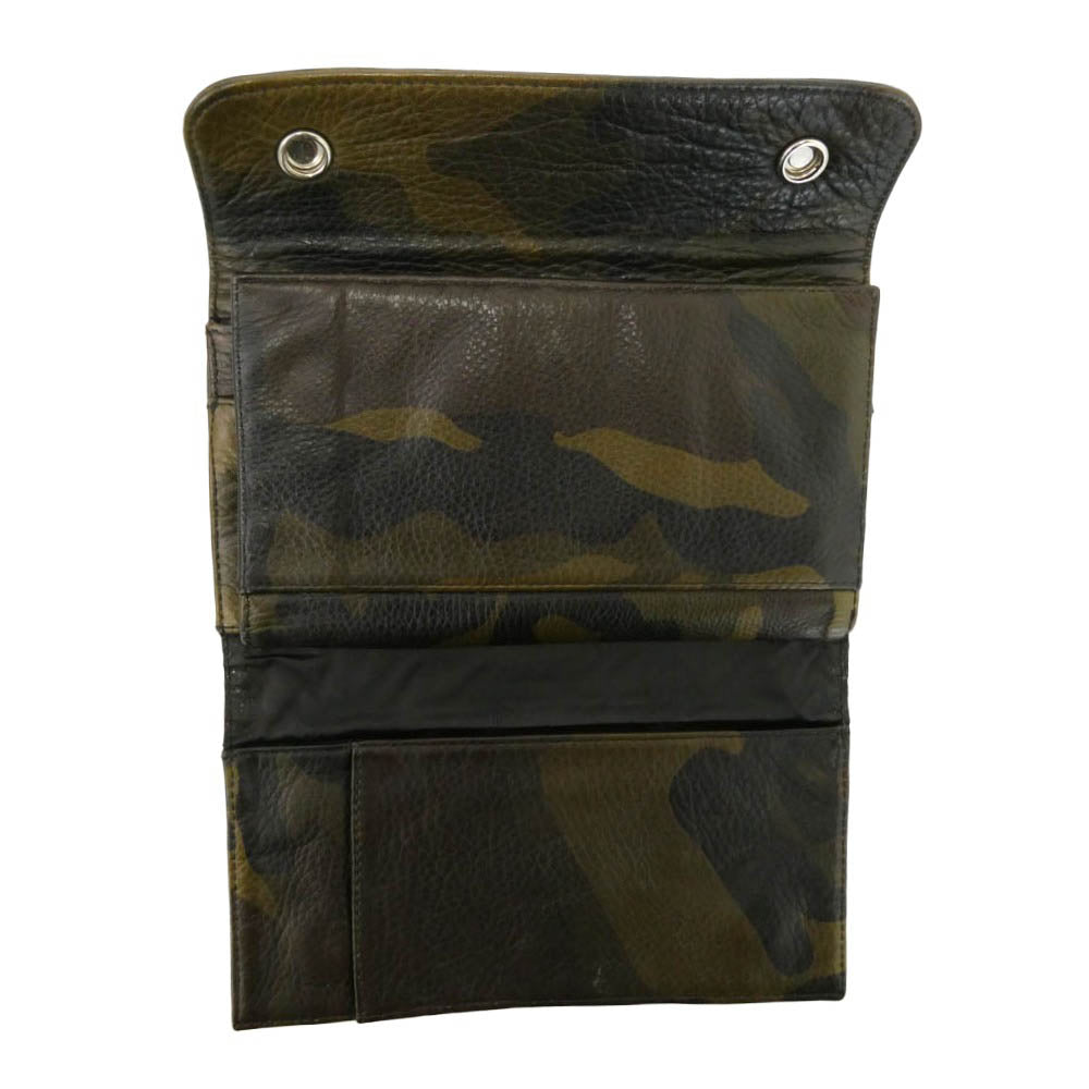 CHROME HEARTS クロムハーツ（原本無） Wave Cross Ball Wallet カモフラージュ ウェーブ クロスボール レザー ウォレット カーキ系【中古】