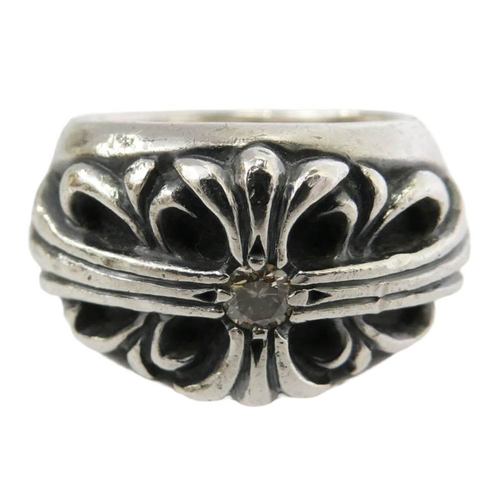 CHROME HEARTS クロムハーツ（原本有） FLRL CRS 1DIA フローラルクロス 1ダイヤ リング シルバー系 約9.5号【中古】
