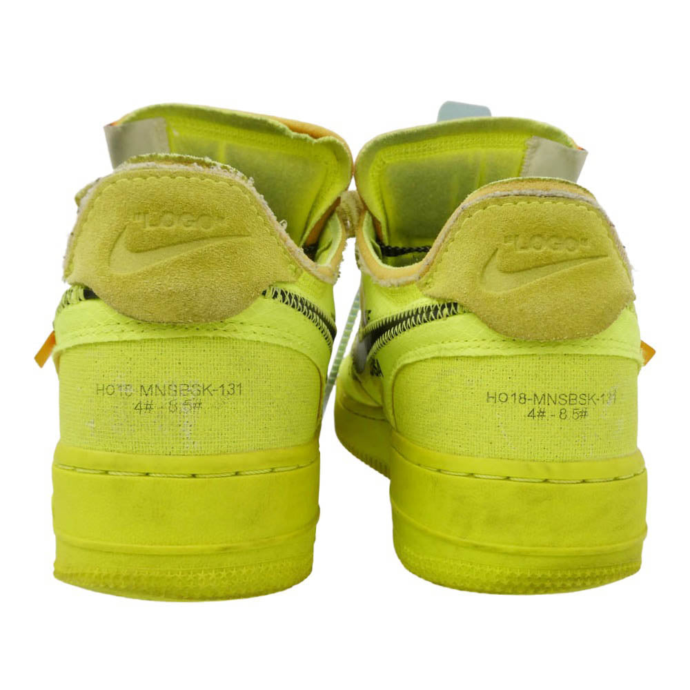 NIKE ナイキ OFF-WHITE オフホワイト 18AW AO4606-700 × Off-White Air Force 1 Low Volt AF1 【フェイクバスターズ鑑定済】オフホワイト エアフォース ロー ボルト スニーカー ライトグリーン系 25.5cm【中古】