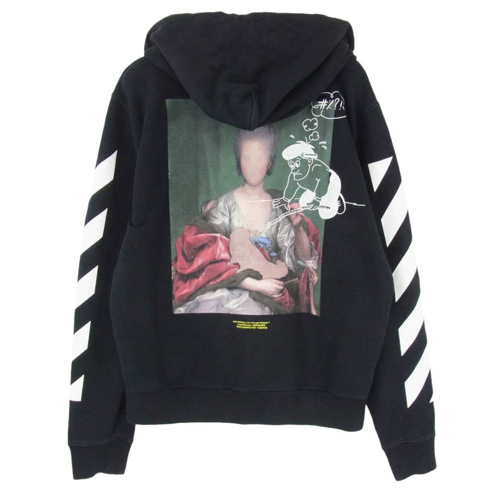 OFF-WHITE オフホワイト 19AW OMBE001E19E30005 MARIANA SLIM ZIPPED HOODIE マリアナ スリム ジップ フーディー プリント パーカー ブラック系 M【中古】