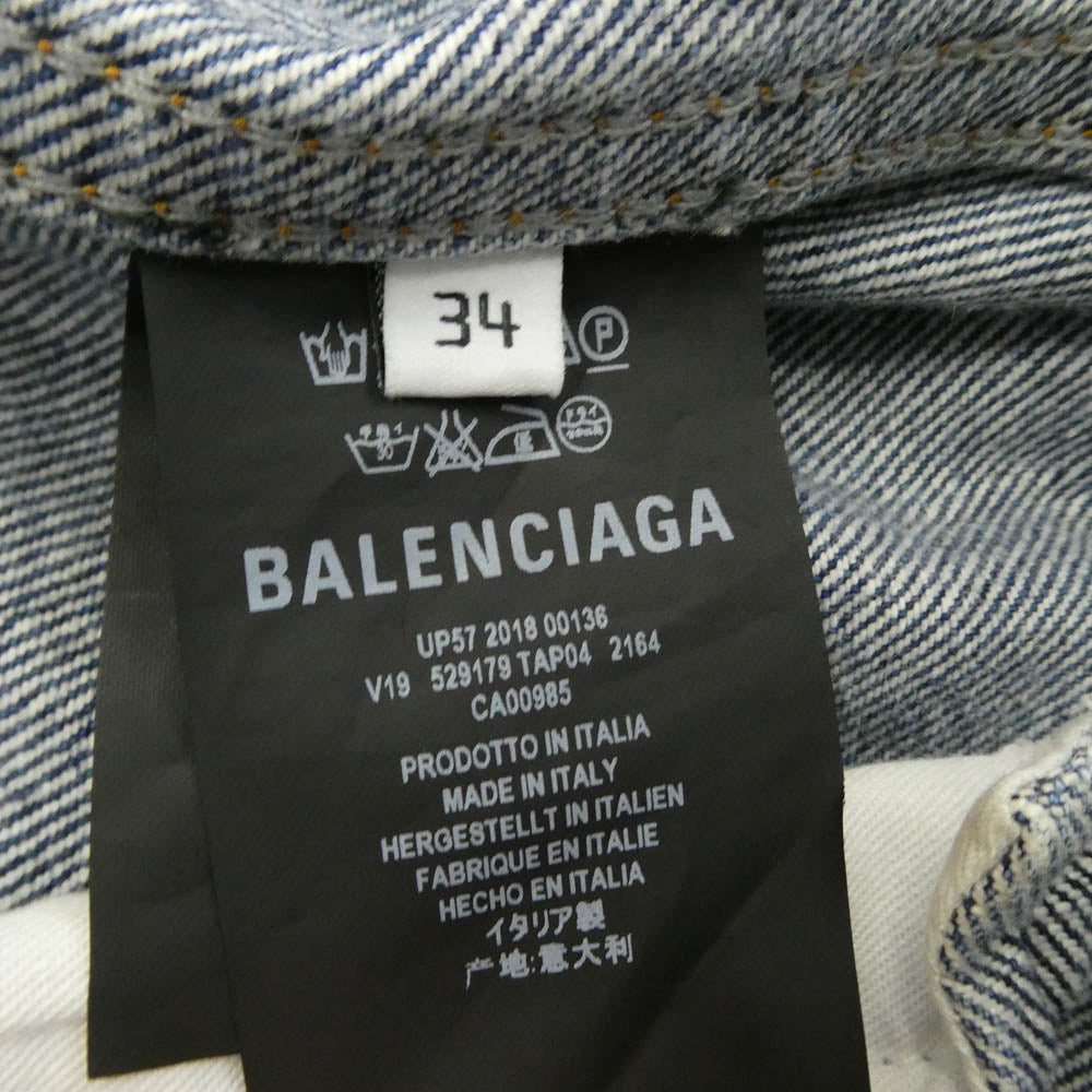 BALENCIAGA バレンシアガ 18AW 529179 TAP04 Graffiti Denim Jacket グラフィック ペイント デニム ジャケット インディゴブルー系 34【中古】