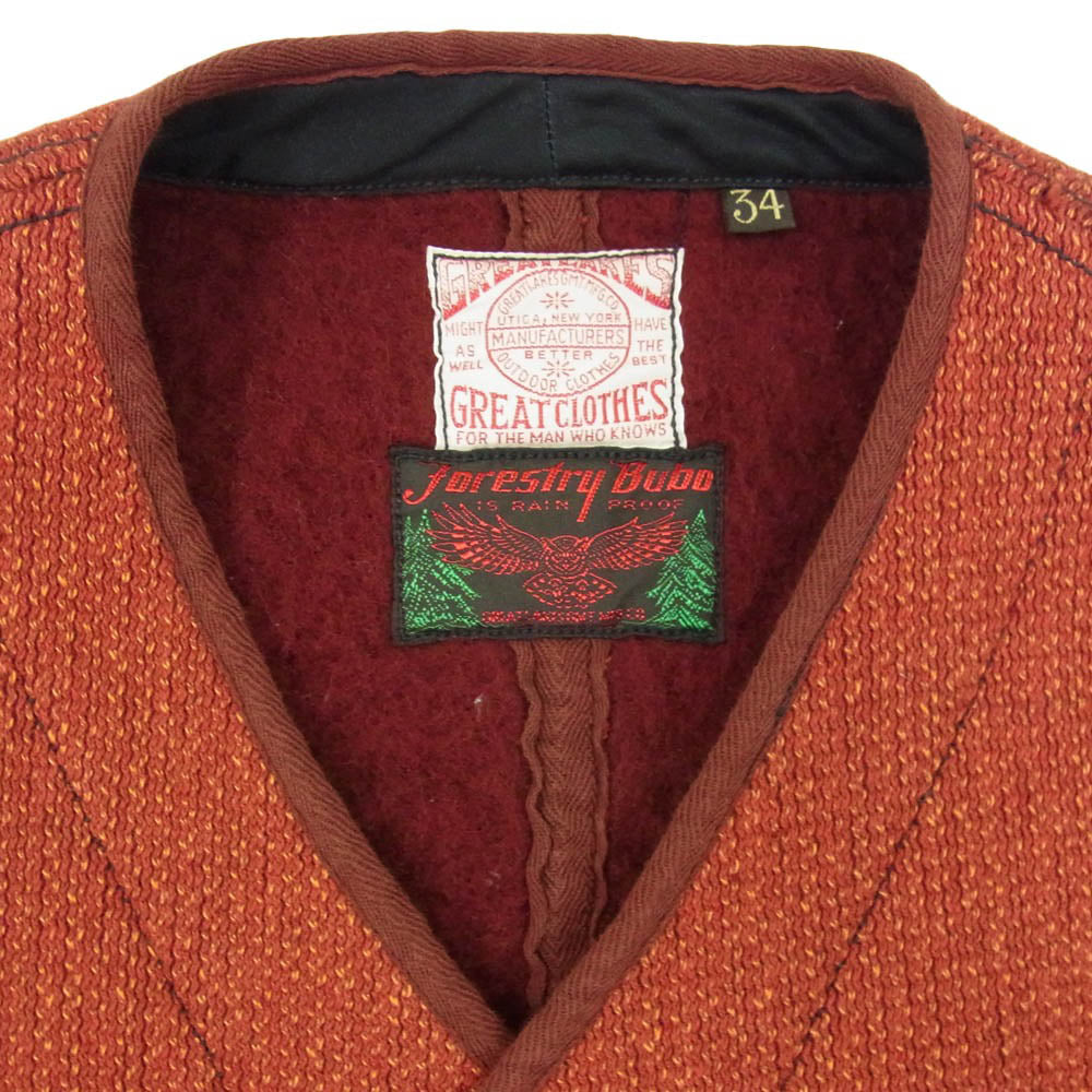 FREEWHEELERS フリーホイーラーズ DRUMHELLER ドラムヘラー ビーチクロス ベスト レッド系 バーガンディー系 34【中古】
