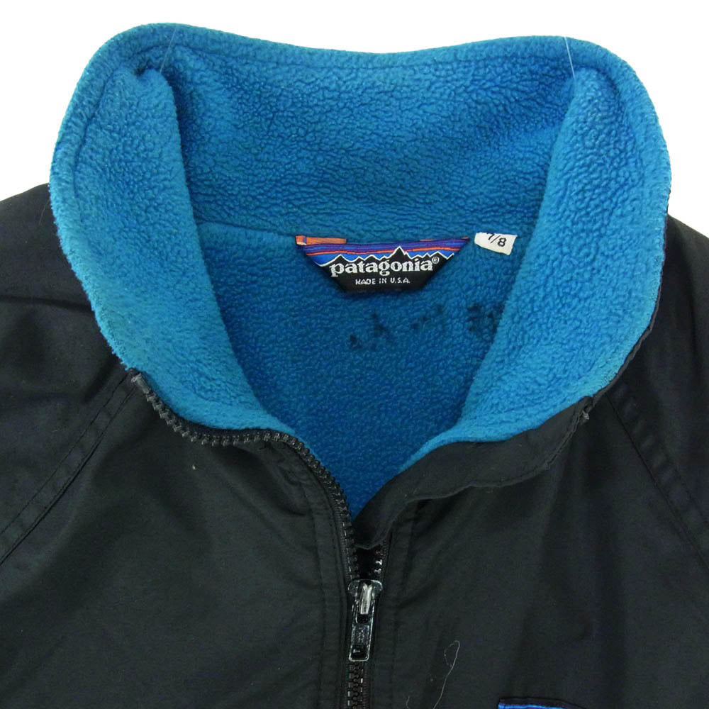 patagonia パタゴニア 80s 三角タグ Rマーク USA製 キッズ 子供用 シェルド シンチラ ジャケット ブラック系 7/8【中古】