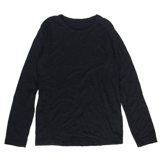Y's Yohji Yamamoto ワイズ ヨウジヤマモト YX-T07-162 PLAIN STITCH WRINKLE ROUND NECK LONG SLEEVE シワ ウール ロングスリーブ カットソー 長袖 カットソー ブラック系 2【中古】