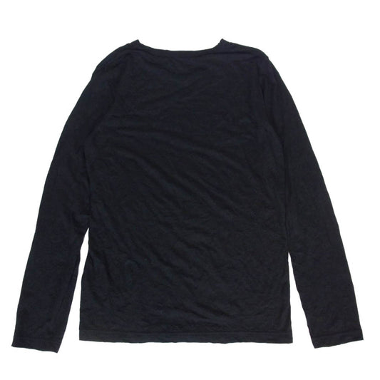 Y's Yohji Yamamoto ワイズ ヨウジヤマモト YX-T07-162 PLAIN STITCH WRINKLE ROUND NECK LONG SLEEVE シワ ウール ロングスリーブ カットソー 長袖 カットソー ブラック系 2【中古】