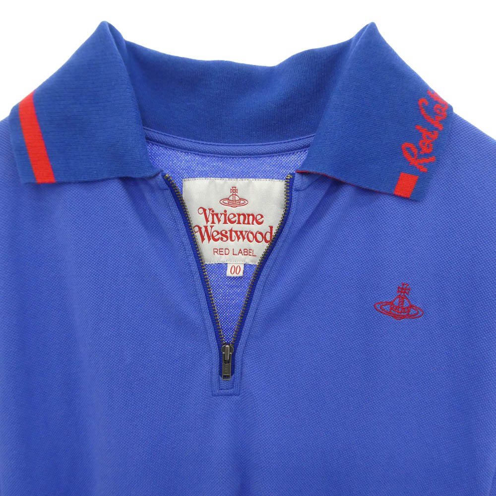 Vivienne Westwood ヴィヴィアンウエストウッド ハーフジップ オーブ ワンポイント 刺? 半袖 ポロシャツ ワンピース ブルー系 00【中古】