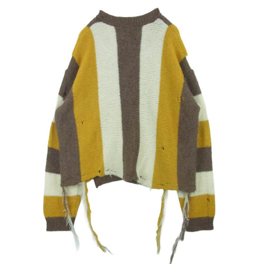 doublet ダブレット 21AW 21AW36KN60 ZIP UP STRIPE CARDIGAN ジップアップ ストライプ カーディガン イエロー系 ブラウン系 アイボリー系 L【中古】