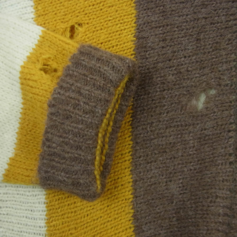 doublet ダブレット 21AW 21AW36KN60 ZIP UP STRIPE CARDIGAN ジップアップ ストライプ カーディガン イエロー系 ブラウン系 アイボリー系 L【中古】