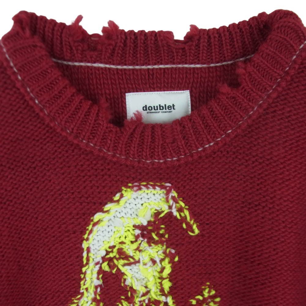 doublet ダブレット 25AW 25AW66KN199 GLOW-IN-THE-DARK SKULL KNIT PULLOVER スカル プルオーバー ニット セーター レッド系 M【中古】