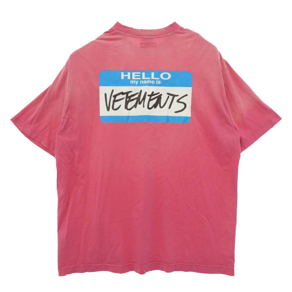 VETEMENTS ヴェトモン 22ss UE63TR640P MY NAME IS VETEMENTS FADED TEE フェード 半袖 Tシャツ カットソー ピンク系 M【中古】