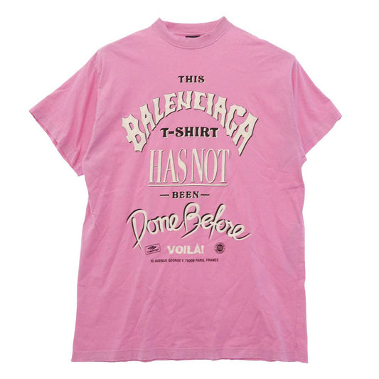 BALENCIAGA バレンシアガ 24aw 787349 TQVW4 Oversized T-shirt オーバーサイズ ダメージ 加工 半袖 Tシャツ カットソー ピンク系 L【中古】