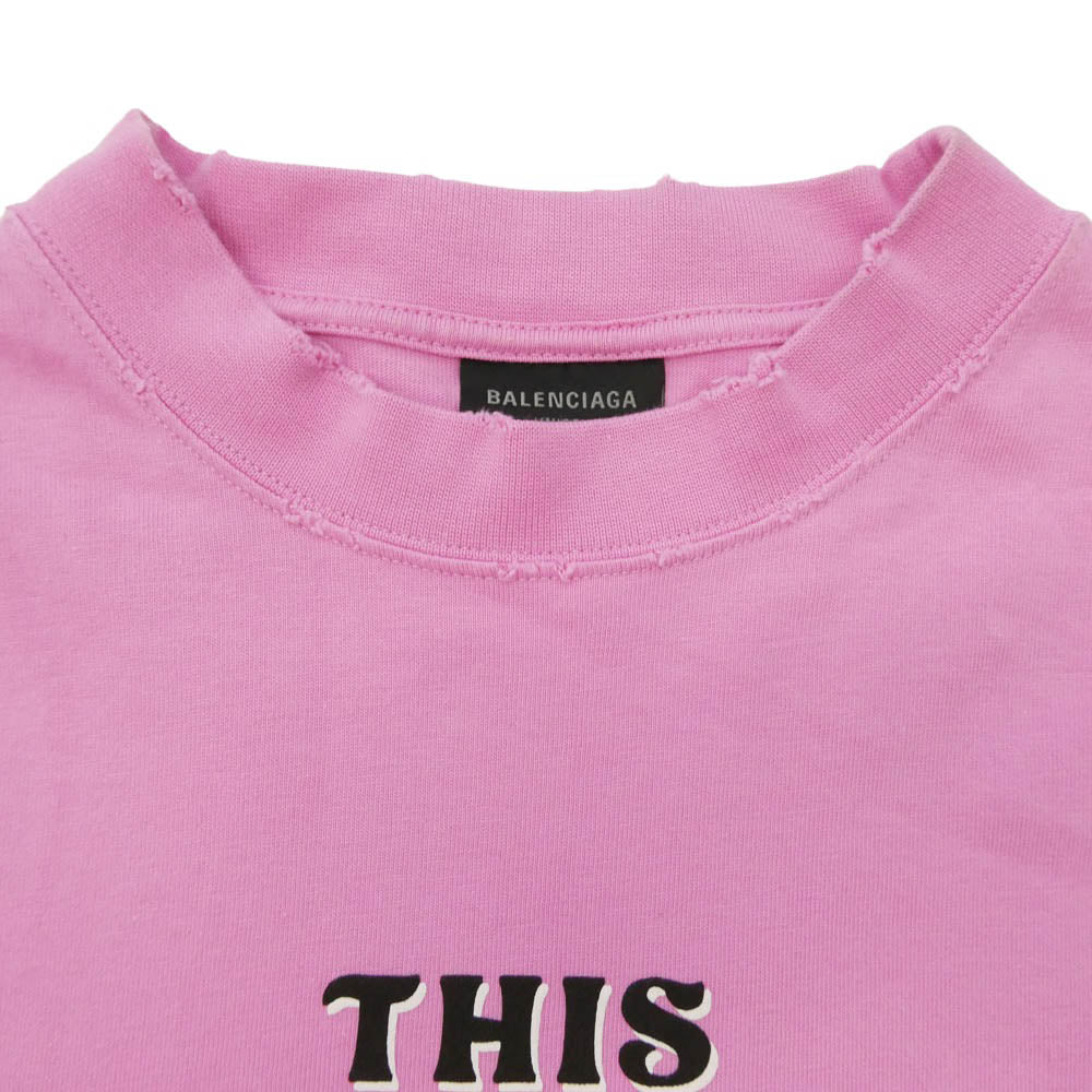 BALENCIAGA バレンシアガ 24aw 787349 TQVW4 Oversized T-shirt オーバーサイズ ダメージ 加工 半袖 Tシャツ カットソー ピンク系 L【中古】