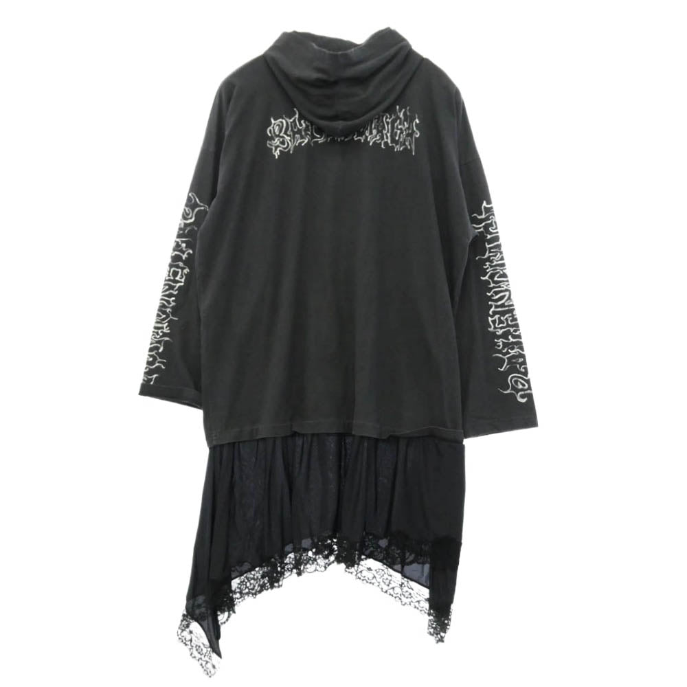 BALENCIAGA バレンシアガ 768077 TPVQ1 Hooded Hybrid Dress ダークウェブ ロゴプリント フーデッド ハイブリッド ドレス ワンピース ブラック系 3【中古】