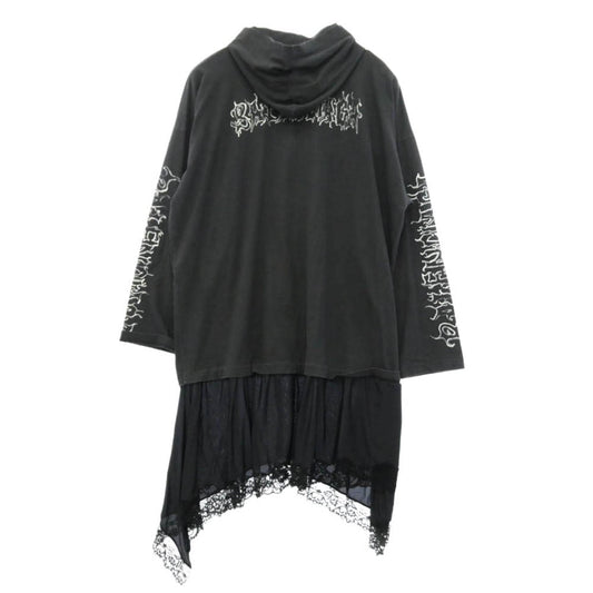 BALENCIAGA バレンシアガ 768077 TPVQ1 Hooded Hybrid Dress ダークウェブ ロゴプリント フーデッド ハイブリッド ドレス ワンピース ブラック系 3【中古】