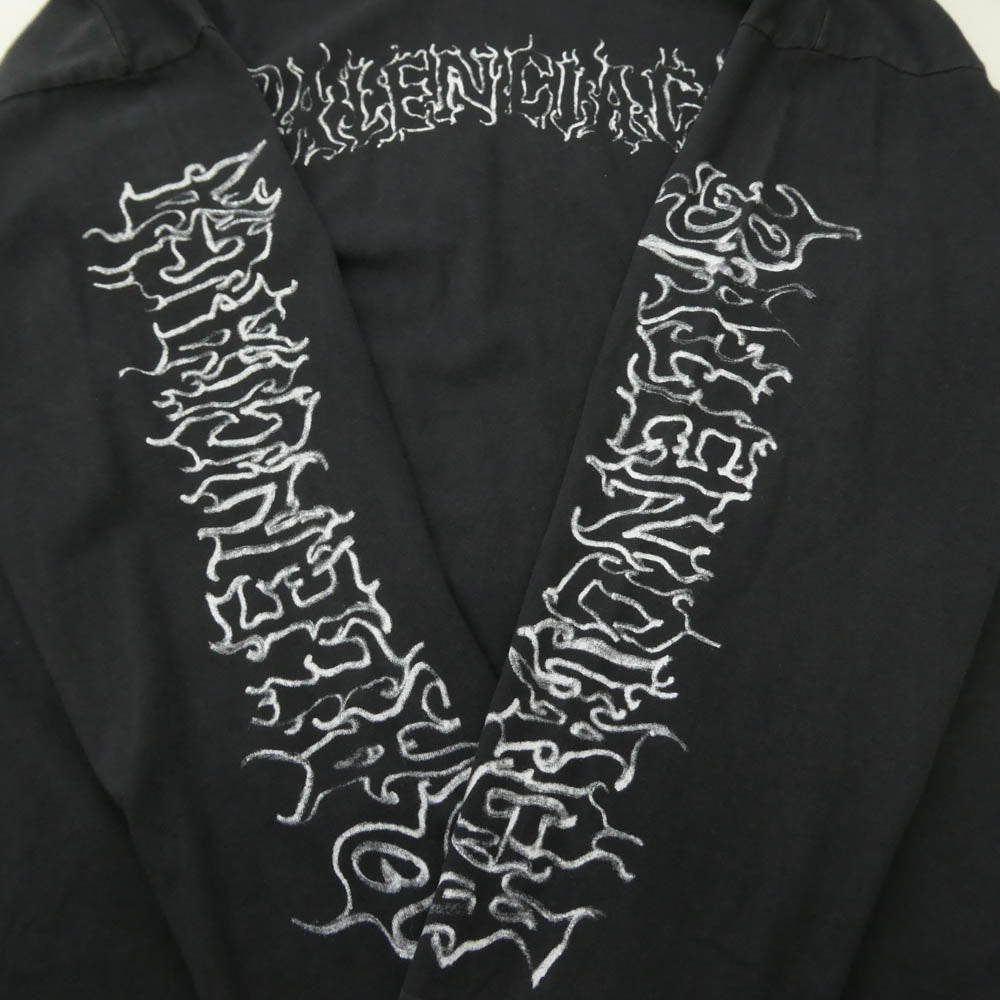 BALENCIAGA バレンシアガ 768077 TPVQ1 Hooded Hybrid Dress ダークウェブ ロゴプリント フーデッド ハイブリッド ドレス ワンピース ブラック系 3【中古】