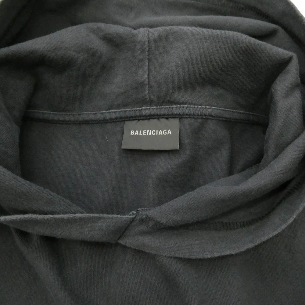 BALENCIAGA バレンシアガ 768077 TPVQ1 Hooded Hybrid Dress ダークウェブ ロゴプリント フーデッド ハイブリッド ドレス ワンピース ブラック系 3【中古】