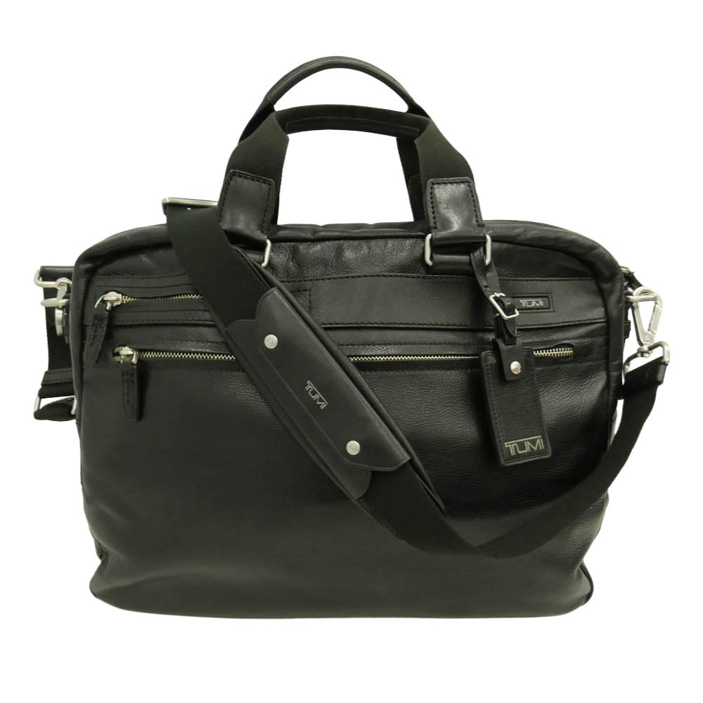 TUMI トゥミ 68116D Laredo Slim Brief レザー スリム ブリーフケース ビジネスバッグ ブラック系【中古】