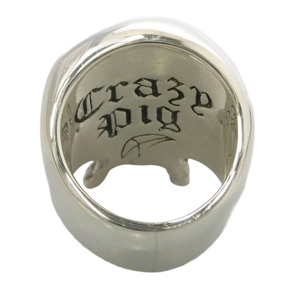 CRAZY PIG クレイジーピッグ 納品書付属 EVIL SKULL RING XL ジャイアント・イーヴルスカル エビルスカルリング シルバー系 18号【極上美品】【中古】