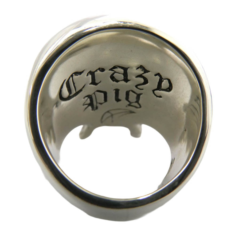 CRAZY PIG クレイジーピッグ 納品書付属 EVIL SKULL RING XL ジャイアント・イーヴルスカル エビルスカルリング シルバー系 18号【極上美品】【中古】