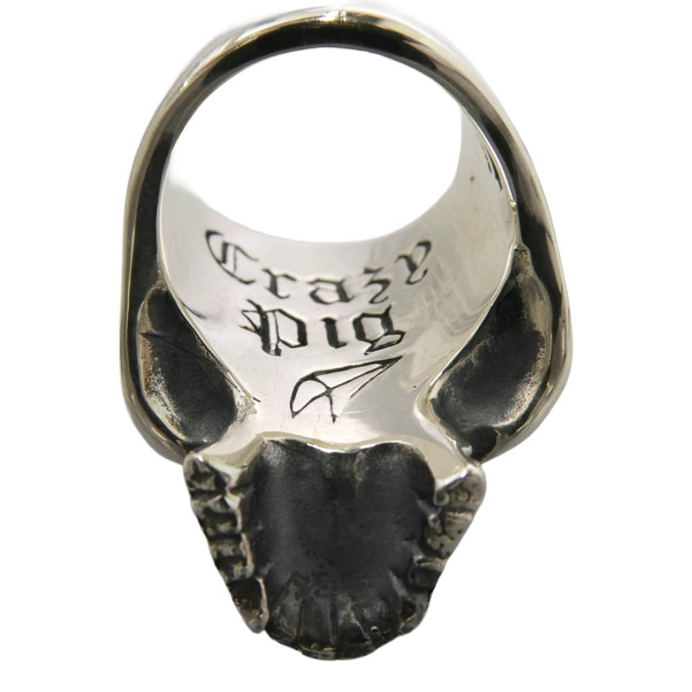 CRAZY PIG クレイジーピッグ 納品書付属 EVIL SKULL RING XL ジャイアント・イーヴルスカル エビルスカルリング シルバー系 18号【極上美品】【中古】