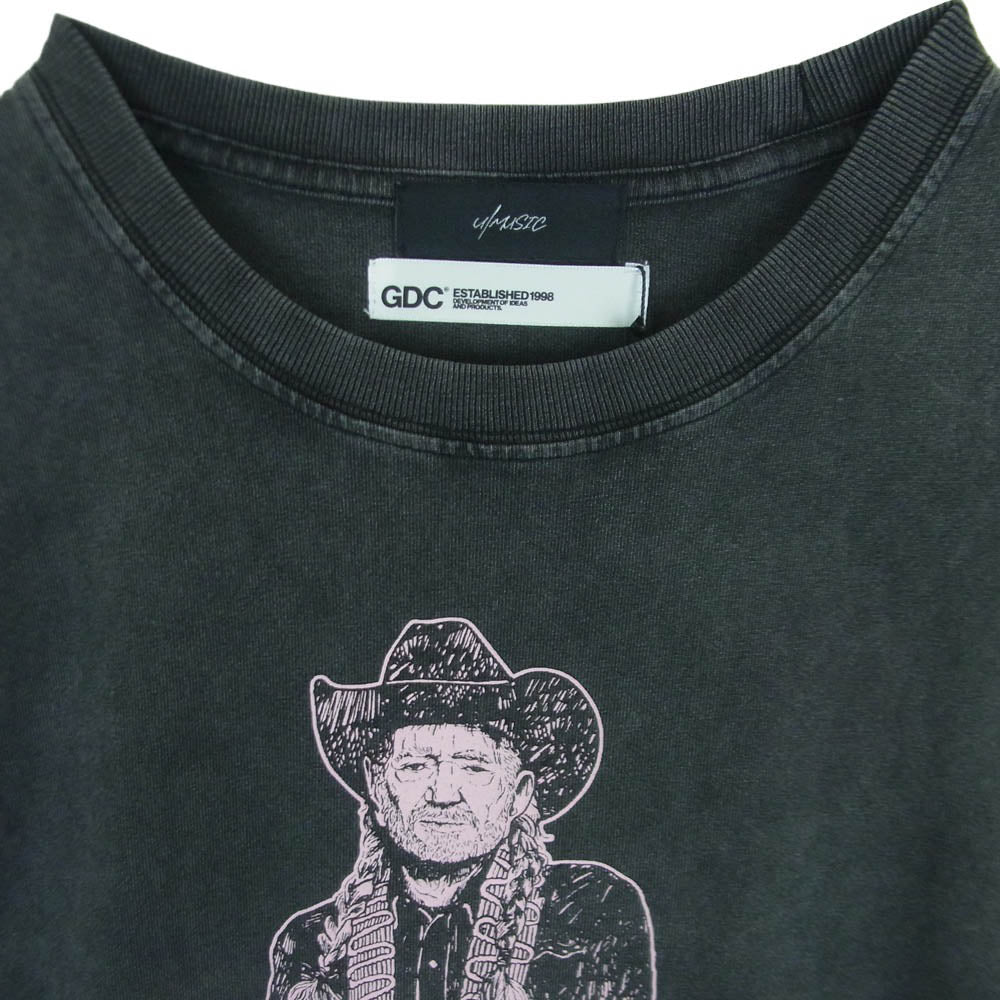 GDC ジーディーシー GD0407 WILLIE NELSON GUITAR TEE ウィリーネルソン 半袖 Tシャツ カットソー グレー系 black M【新古品】【未使用】【中古】
