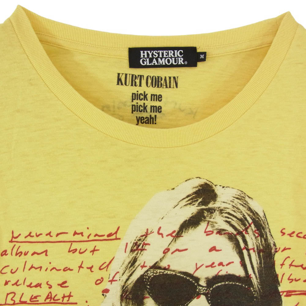 HYSTERIC GLAMOUR ヒステリックグラマー 21SS 0212CT26 KURT COBAIN Short Sleeve TEE カートコバーン 半袖 Tシャツ カットソー イエロー系 M【中古】