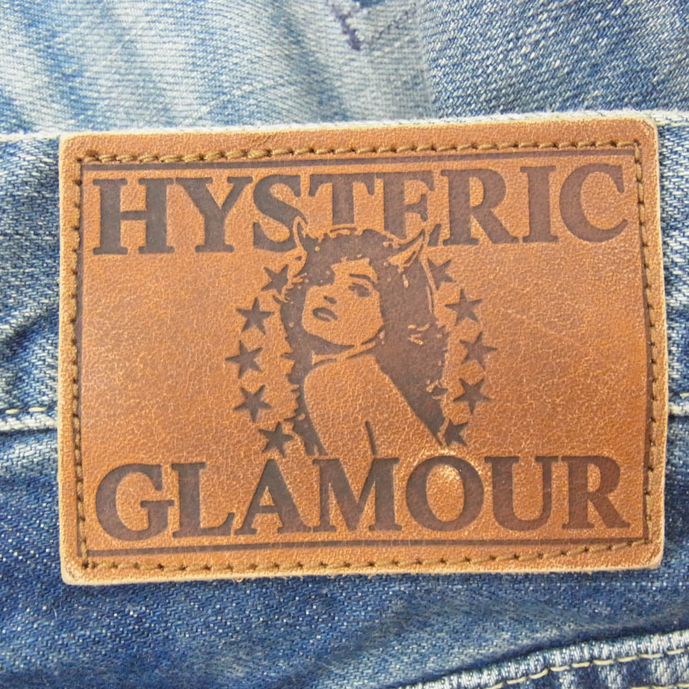 HYSTERIC GLAMOUR ヒステリックグラマー 26AW 0263AP23 スタッズ ダメージ SP加工 セルビッチ 隠しリベット 革パッチ 小窓デニムパンツ インディゴブルー系 30【新古品】【未使用】【中古】