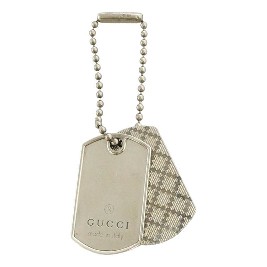GUCCI グッチ ドッグタグ ダブルプレート ペンダントトップ キーホルダー シルバー系【中古】