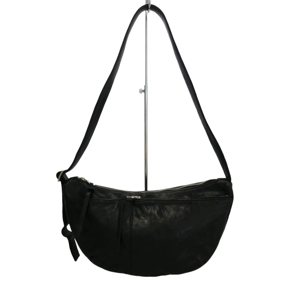 ISAMUKATAYAMA BACKLASH イサムカタヤマバックラッシュ 92-16 Rightside DOUBLE SHOULDER GARMENT-DYED SHOULDER BAG ダブルショルダーレザー ショルダー バナナバッグ ブラック系【中古】