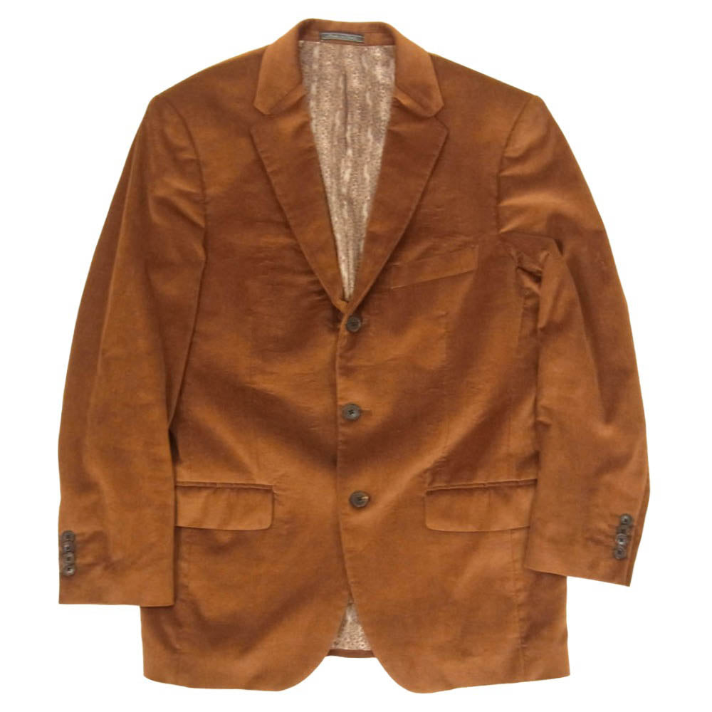 Salvatore Ferragamo サルヴァトーレフェラガモ 裏地フローラル総柄 肩パッド入り コーデュロイ 3B テーラード ジャケット ブラウン系 サイズ表記無【中古】